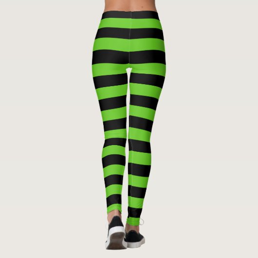 Halloween Black en Green Stripes Pattern Leggings (Achterkant)