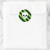 Halloween Black en Green Stripes Pattern Ronde Sticker (Tas)