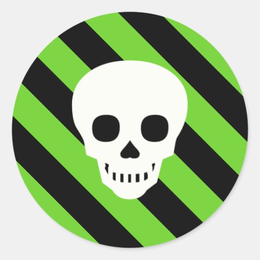 Halloween Black en Green Stripes Pattern Ronde Sticker (Voorkant)