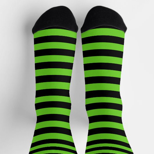 Halloween Black en Green Stripes Pattern Sokken (Top)