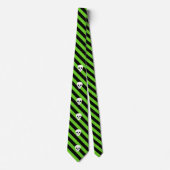Halloween Black en Green Stripes Pattern Stropdas (Voorkant)