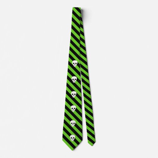 Halloween Black en Green Stripes Pattern Stropdas (Voorkant)