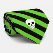 Halloween Black en Green Stripes Pattern Stropdas (Opgerold)