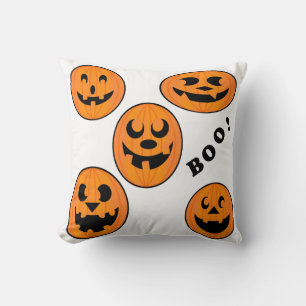 Halloween Black en Oranje Bold Pumpkin Kussen