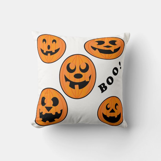  Halloween Black en Oranje Bold Pumpkin Kussen (Voorkant)