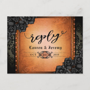 Halloween Black en Oranje gothic Reply Briefkaart