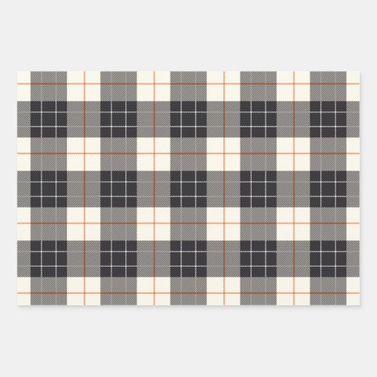 Halloween Black en Oranje Tartan Pset Gingham Inpakpapier Vel (Voorkant 3)