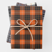 Halloween Black en Oranje Tartan Pset Gingham Inpakpapier Vel (In situ)