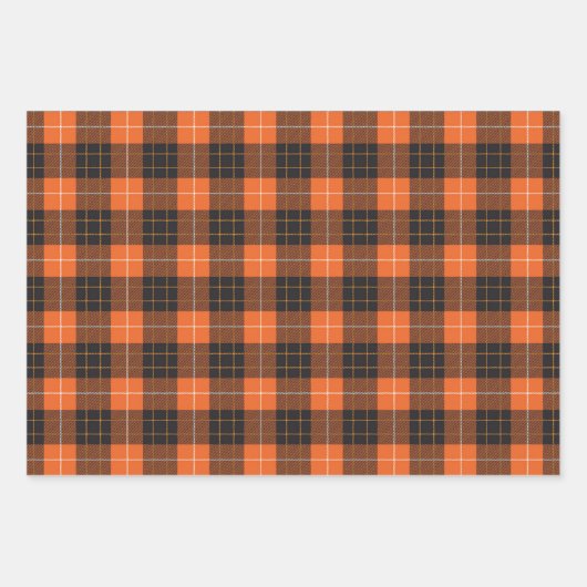 Halloween Black en Oranje Tartan Pset Gingham Inpakpapier Vel (Voorkant)