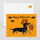 Halloween Black en Tan Smooth Haire Dachshund Briefkaart (Voorkant / Achterkant)