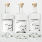 Halloween Black en White Apothecary Drink me. Likeurfles Etiket (Flessen)