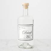 Halloween Black en White Apothecary Drink me. Likeurfles Etiket (Voorkant)