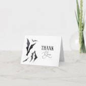 Halloween Black en White Bats Bedankkaart (Voorkant)