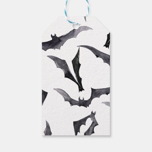 Halloween Black en White Bats Cadeaulabel (Achterkant)
