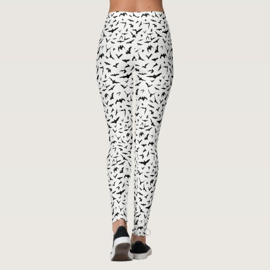 Halloween Black en White Bats Leggings (Achterkant)