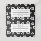 Halloween Black en White Flowers Pattern Place Ca Plaatskaartje (Buitenkant ongevouwen)
