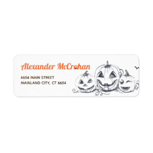 Halloween Black en White Little Pumpkin Etiket