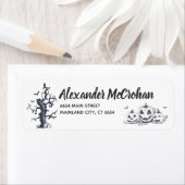 Halloween Black en White Little Pumpkin Etiket (Insitu)