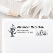 Halloween Black en White Little Pumpkin Etiket (Insitu)