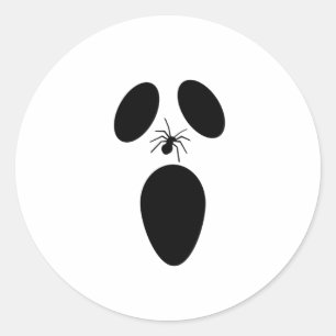 Halloween Black en White Scary Ghost Face Ronde Sticker