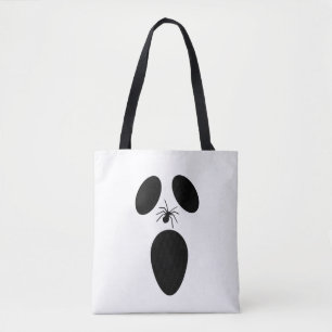 Halloween Black en White Scary Ghost Face Tote Bag