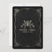 Halloween Black Gold Elegant Skull Wedding Invite Kaart (Achterkant)