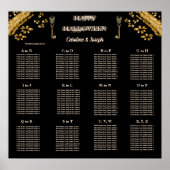 Halloween Black & Gold Skulls & Gold Seating Chart Poster (Voorkant)