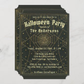 Halloween Black Gold Spiderwebs & Stars  Kaart (Voorkant / Achterkant)