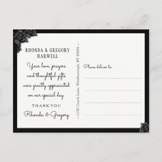 Halloween Black Gothic Matching Bedankt Uitnodiging Briefkaart (Achterkant)