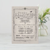 Halloween Black Gothic Skeleton Skull Party Uitnod Kaart (Staand voorkant)