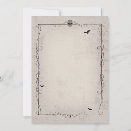 Halloween Black Gothic Skeleton Skull Party Uitnod Kaart (Achterkant)