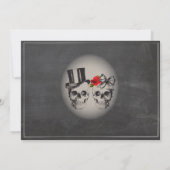 Halloween Black Gothic Skull Roos Party Invite Kaart (Achterkant)