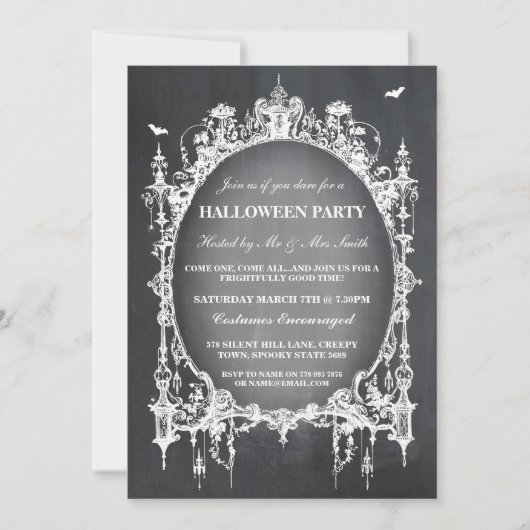 Halloween Black Gothic Spider Lijst Invite Party Kaart (Voorkant)