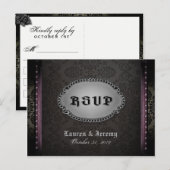 Halloween Black Grey Paars Gothic RSVP Briefkaart (Voorkant / Achterkant)