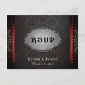 Halloween Black Grey Red Gothic RSVP Briefkaart (Voorkant)
