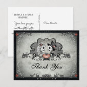 Halloween Black & Grey Skeletons Hartelijk dank Briefkaart (Voorkant / Achterkant)