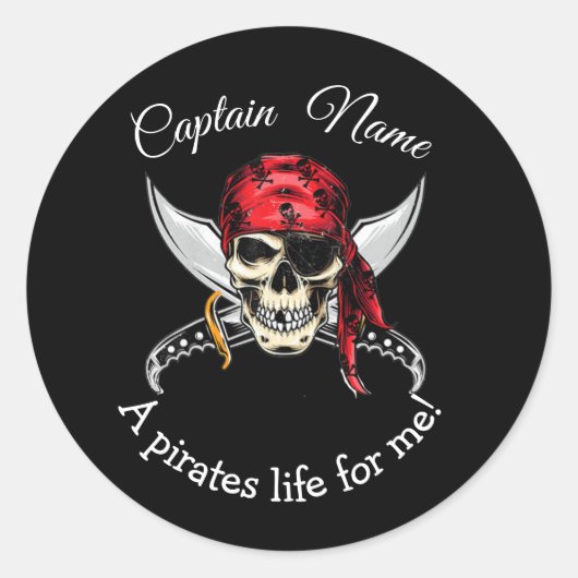 Halloween Black Kapitein Pirate Legend Ronde Sticker (Voorkant)
