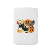 Halloween Black Kat Batting bladeren Badmat (Voorkant Verticaal)