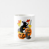 Halloween Black Kat Batting  bladeren Koffiemok (Center)