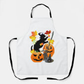 Halloween Black Kat Batting bladeren Schort (Voorkant)