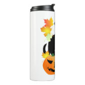 Halloween Black Kat Batting  bladeren Thermosbeker (Gedraaid links)