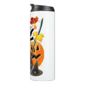 Halloween Black Kat Batting  bladeren Thermosbeker (Geroteerd rechts)