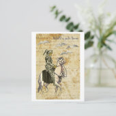 Halloween Black Knight Death Skeleton op paard Briefkaart (Staand voorkant)