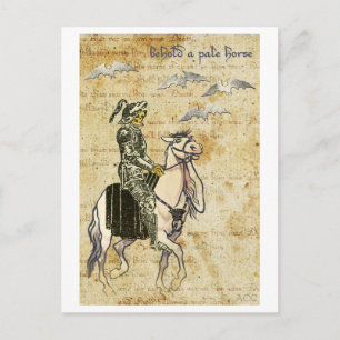 Halloween Black Knight Death Skeleton op paard Briefkaart