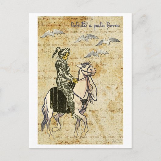 Halloween Black Knight Death Skeleton op paard Briefkaart (Voorkant)