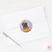 Halloween Black Lab Ronde Sticker (Envelop)
