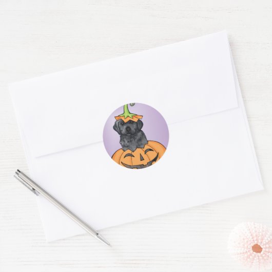 Halloween Black Lab Ronde Sticker (Envelop)