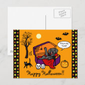 Halloween Black Lab Vampire Briefkaart (Voorkant / Achterkant)