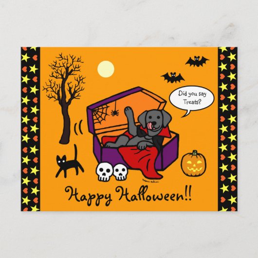 Halloween Black Lab Vampire Briefkaart (Voorkant)