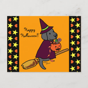 Halloween Black Labrador Cartoon 1 Briefkaart